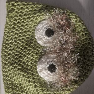 Green Crochet Owl Beanie Oscar The Grouch